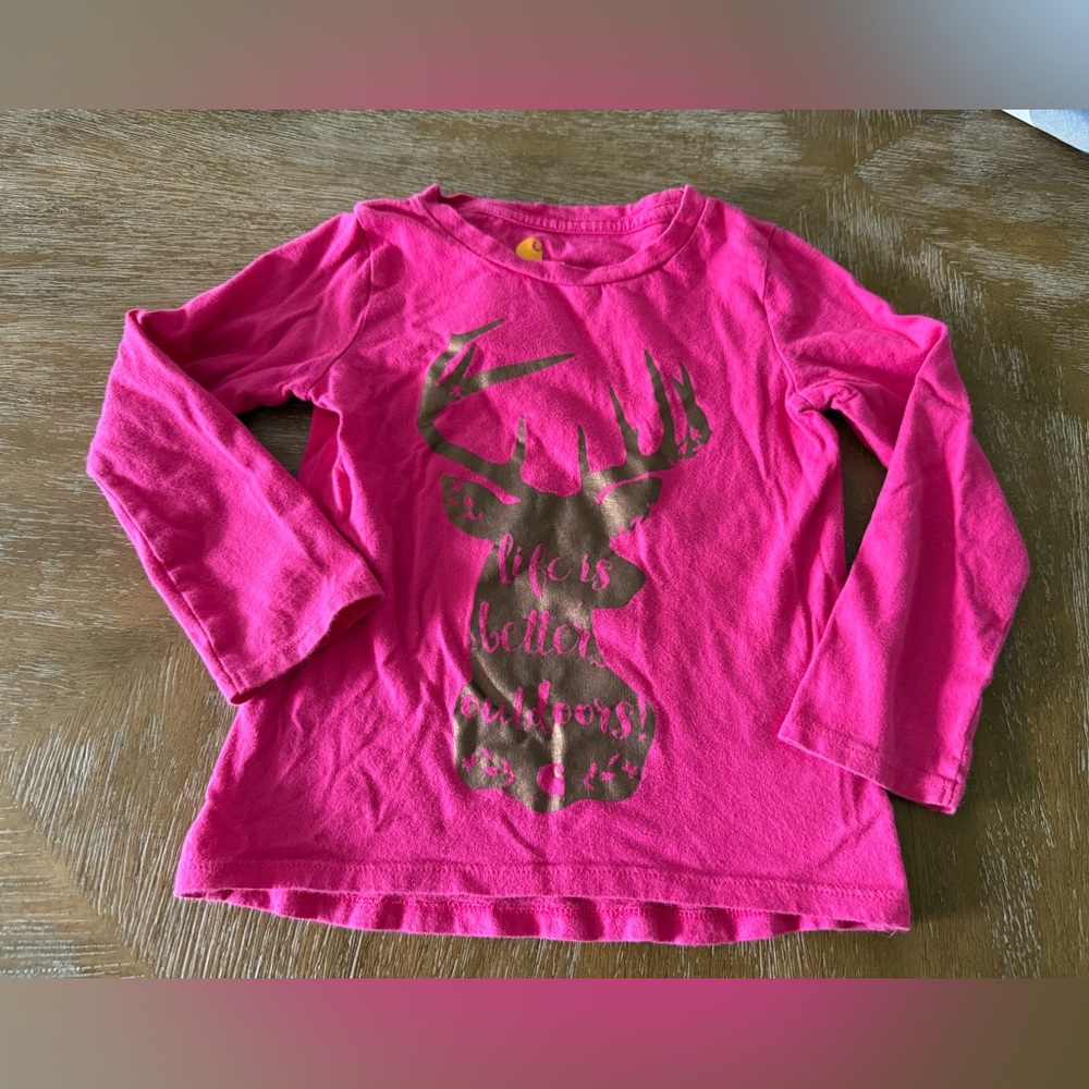CARHARTT Pink Deer Graphic Kids Shirt 3T